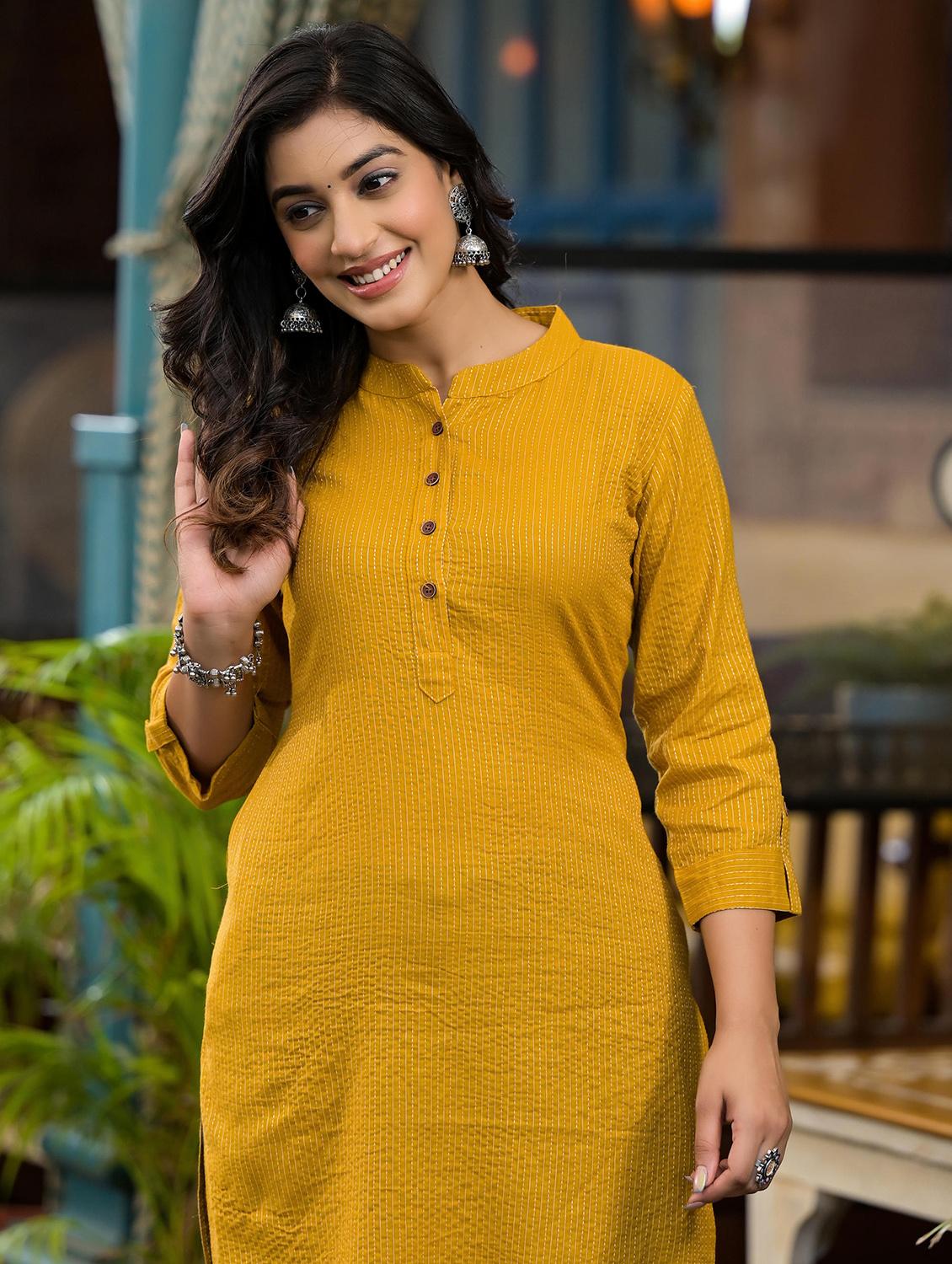 women printed three quarter sleeves straight kurta - 21606810 - Standard Image - 5