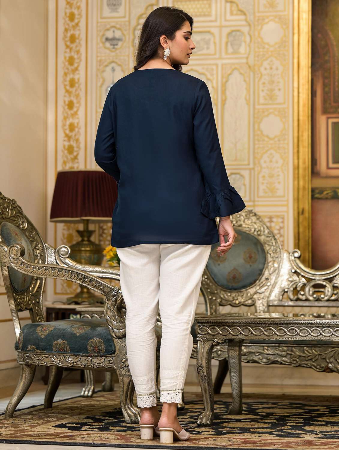 women solid long sleeves a-line kurti - 21606816 -  Standard Image - 3