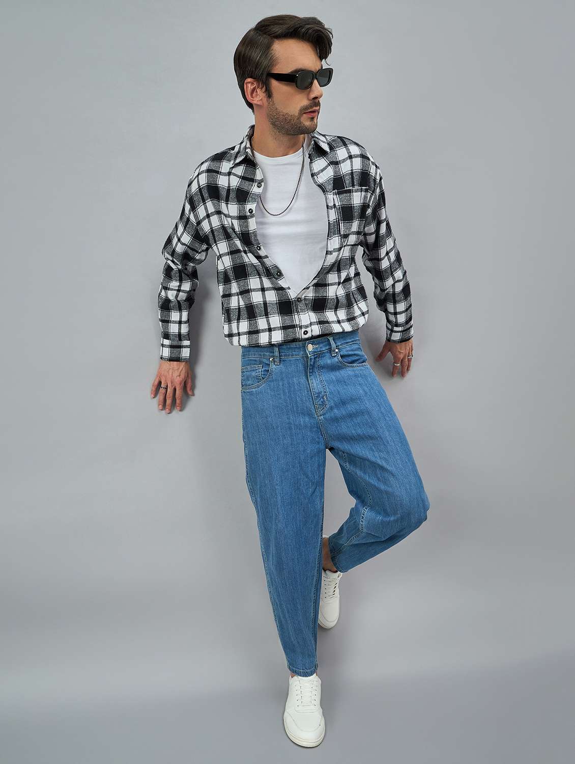 men checkered long sleeves ocersized casual shirt - 21606826 - Standard Image - 3