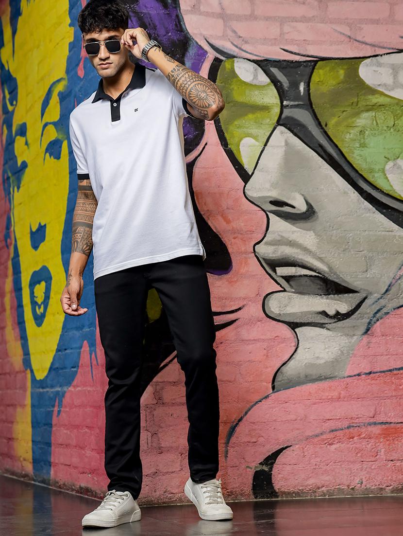 men solid taped polo neck t-shirt - 21606834 - Standard Image - 3