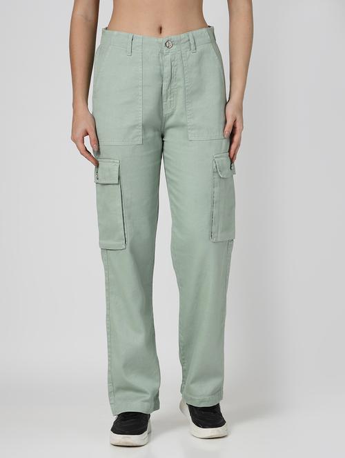 women sea green solid cargo - 21606867 -  Standard Image - 0