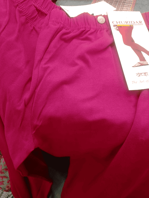 fuchsia cotton spandex churidars & leggings - 21607119 -  Standard Image - 0