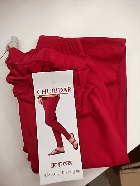 red cotton spandex churidars & leggings - 21607120 -  Standard Image - 0