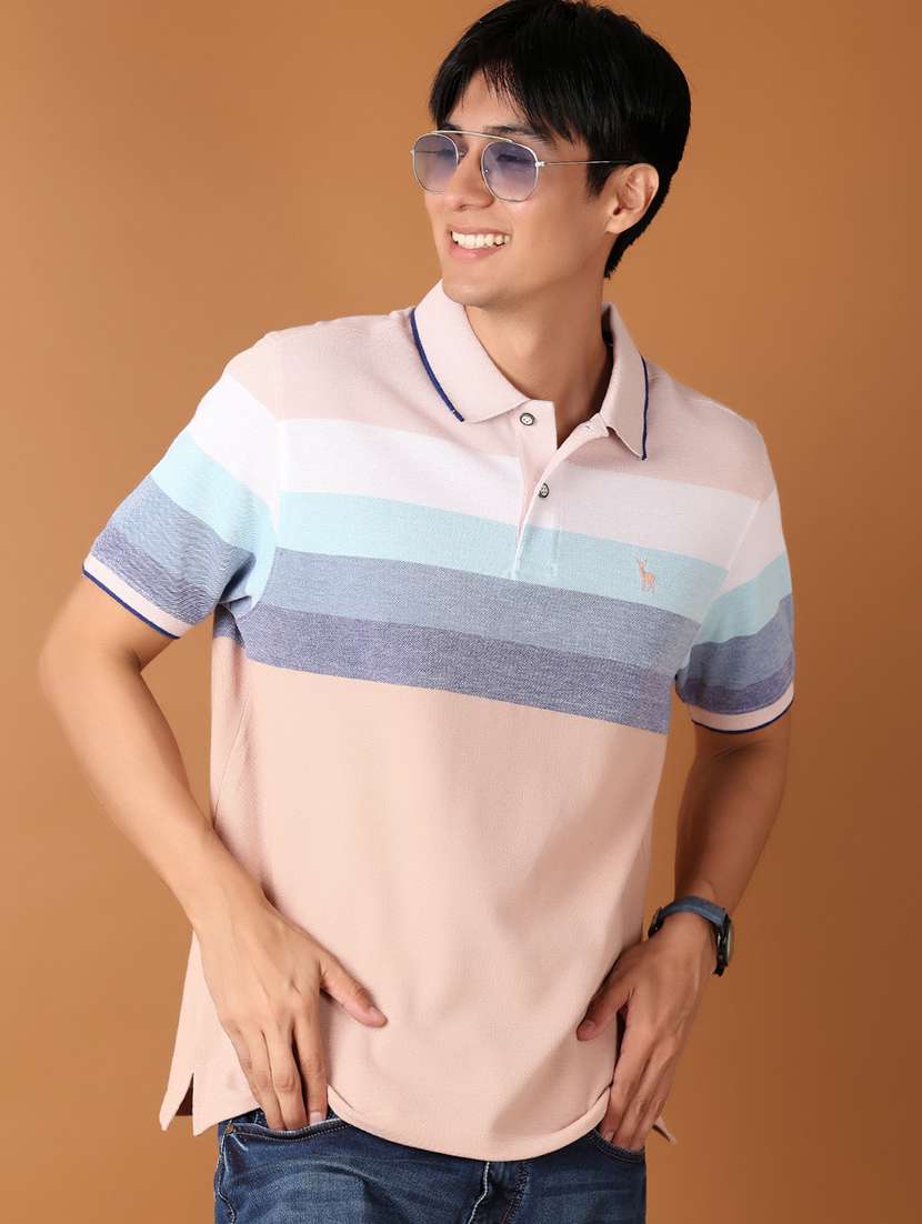 men short sleeves color block polo t-shirt