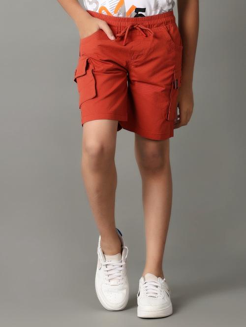 boys solid cotton cargo shorts - 21607393 - Standard Image - 0