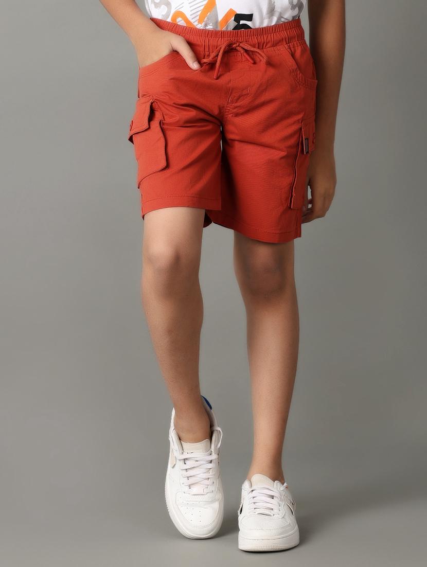boys solid cotton cargo shorts - 21607393 - Zoom Image - 0