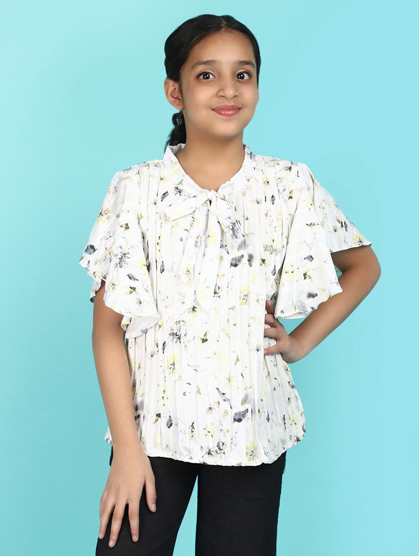 girls printed tie up neck top - 21607406 - Zoom Image - 0