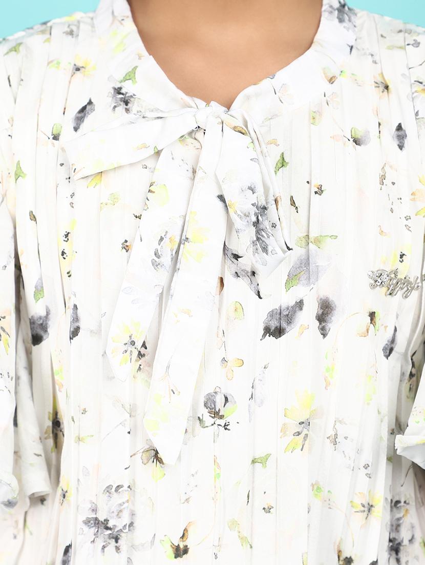 girls printed tie up neck top - 21607406 - Standard Image - 5