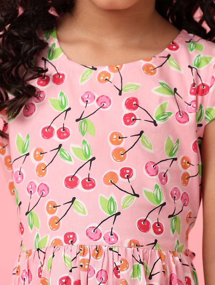 girls printed round neck cotton frock - 21607437 -  Standard Image - 5