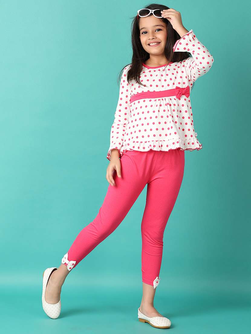 girs polks dots printed top & bottom capri sets - 21607510 -  Standard Image - 3