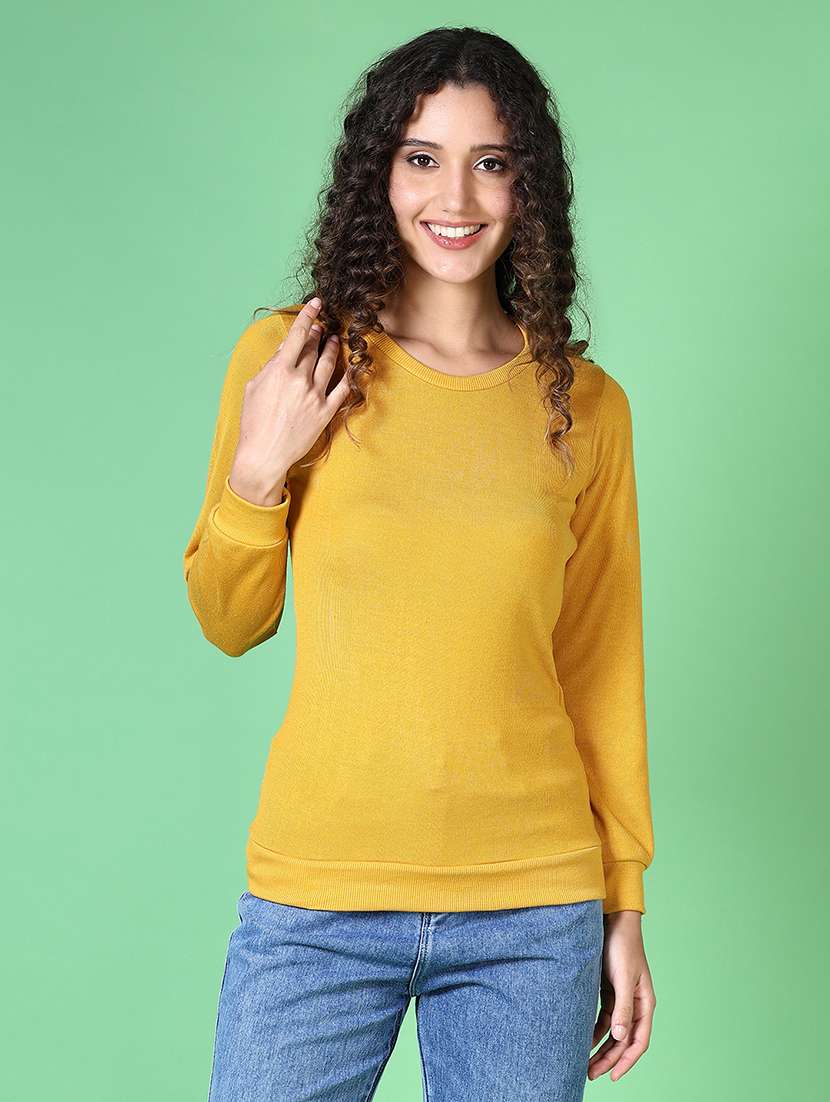 women solid long sleeve pullover