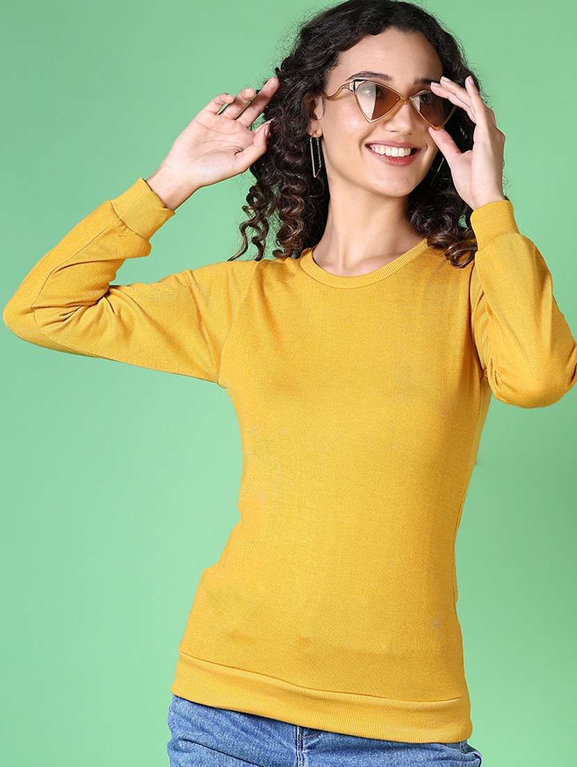 women solid long sleeve pullover - 21607516 -  Standard Image - 3