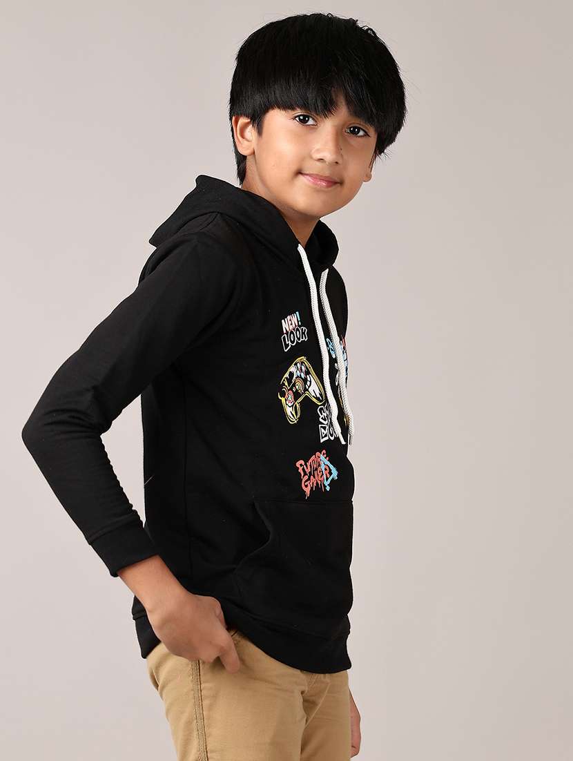 boys front print long sleeve hooded sweatshirt - 21607594 -  Standard Image - 5