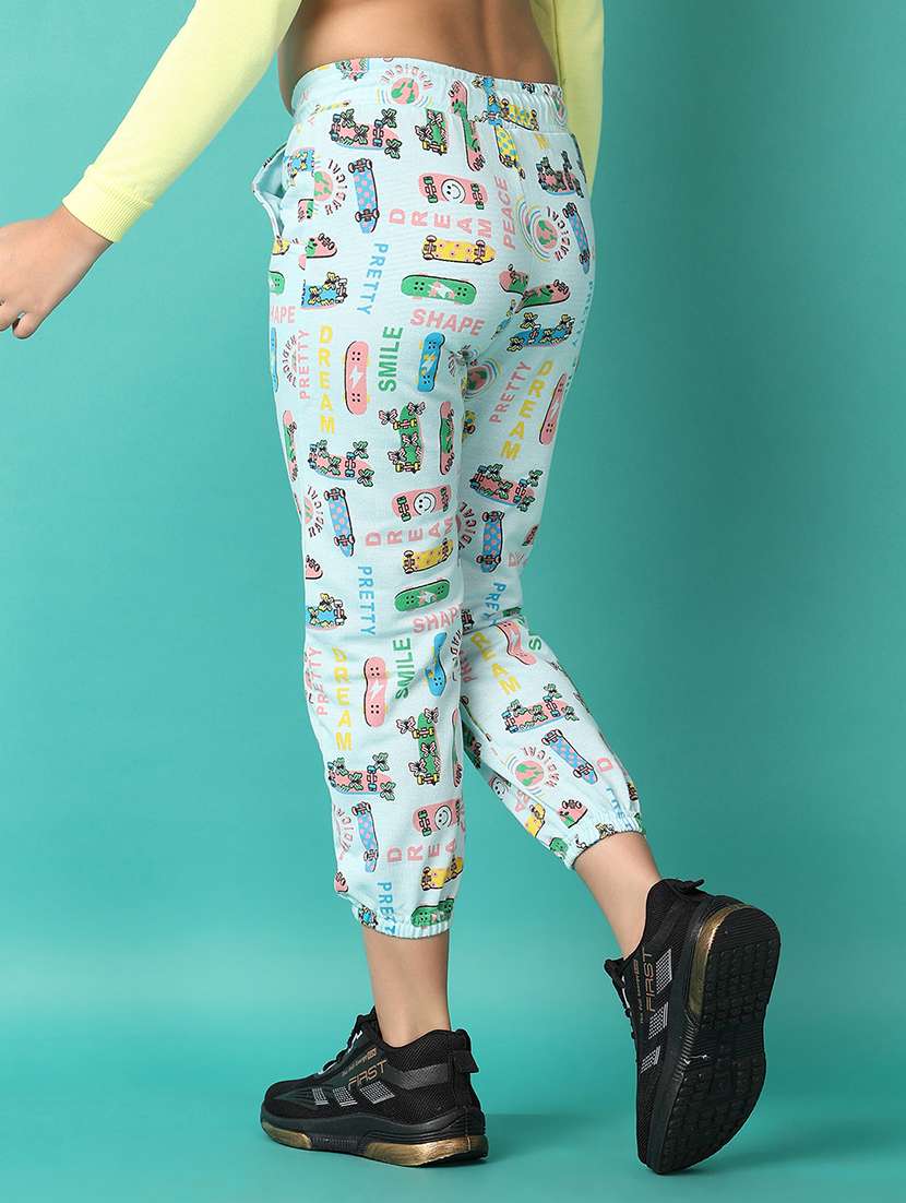 girls light blue printed joggers - 21607658 -  Standard Image - 3