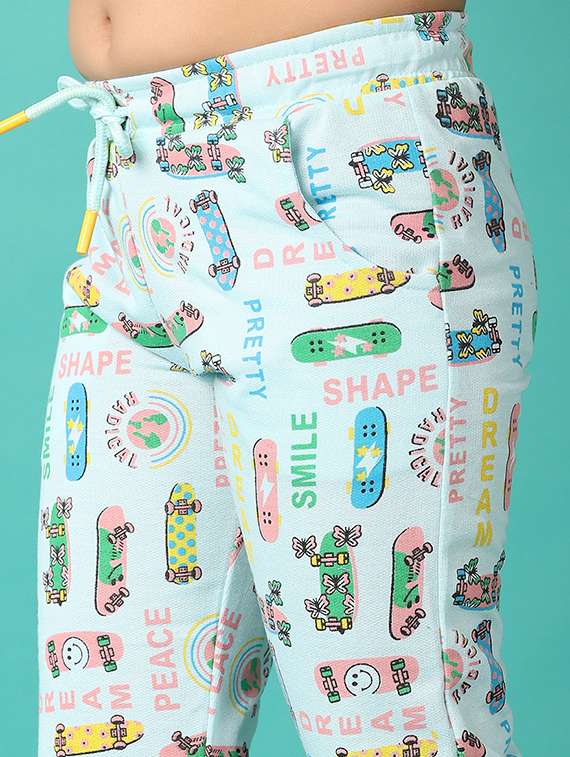 girls light blue printed joggers - 21607658 -  Standard Image - 5