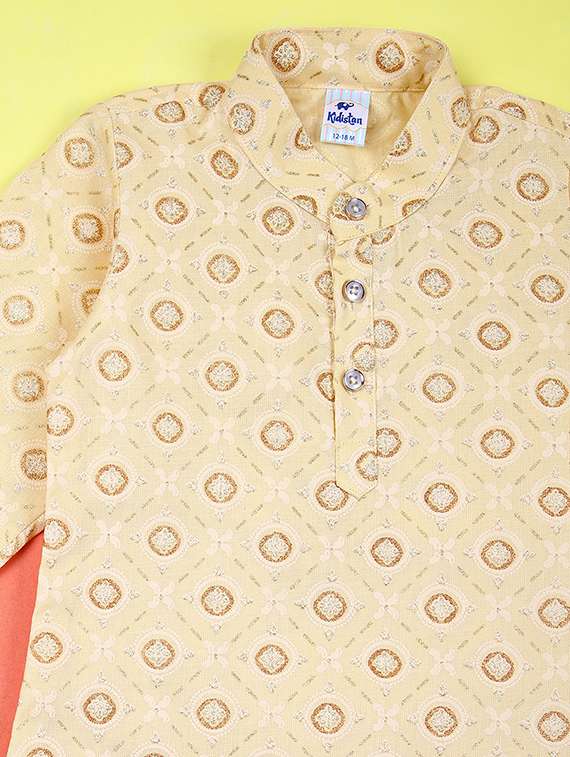 kids mandarin neck printed dhoti kurta set  - 21607681 -  Standard Image - 3