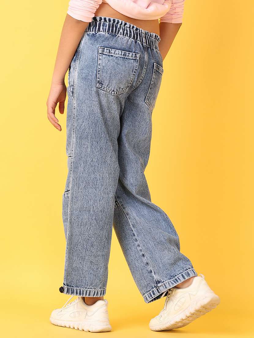 girls plain mid rise denim jeans - 21607683 -  Standard Image - 3