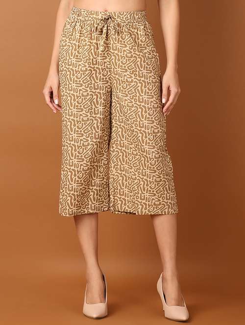 women printed high rise calf length palazzo - 21607689 - Standard Image - 0