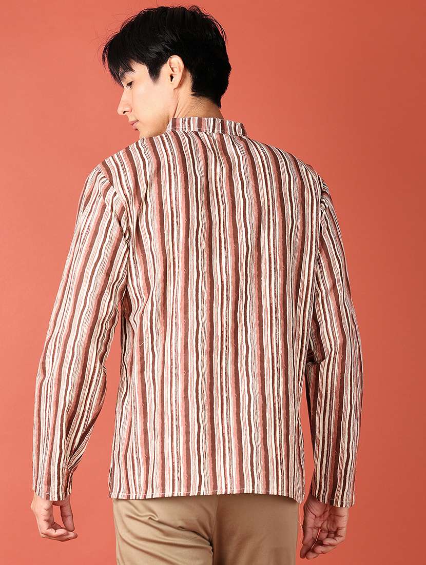 men mandarin neck printed short kurta - 21607692 -  Standard Image - 3