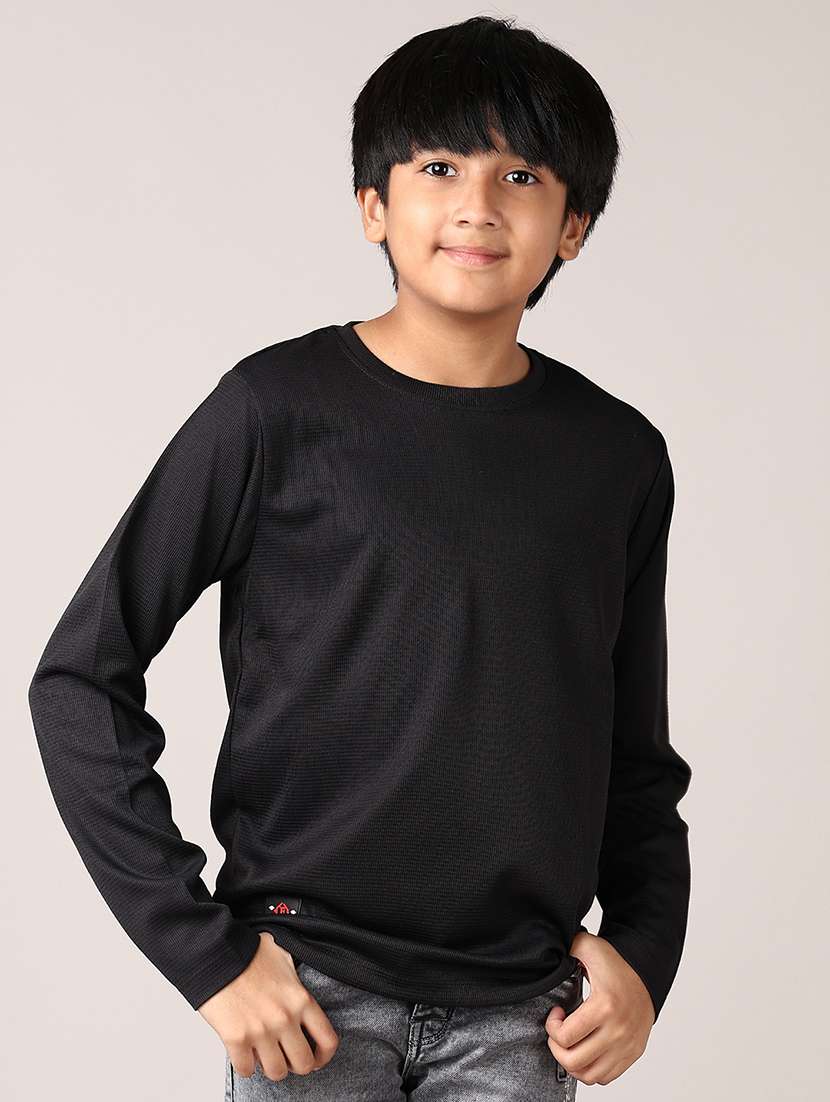 boys solid long sleeve t-shirt - 21607699 -  Zoom Image - 0