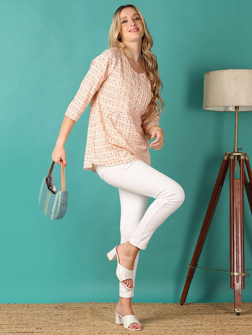 women printed round neck straight kurti - 21607713 -  Standard Image - 3