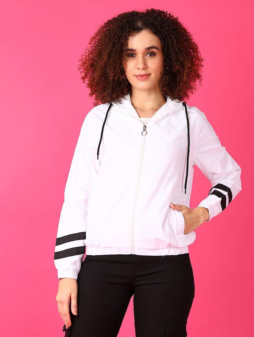 women solid long windcheater jacket - 21607715 -  Zoom Image - 0