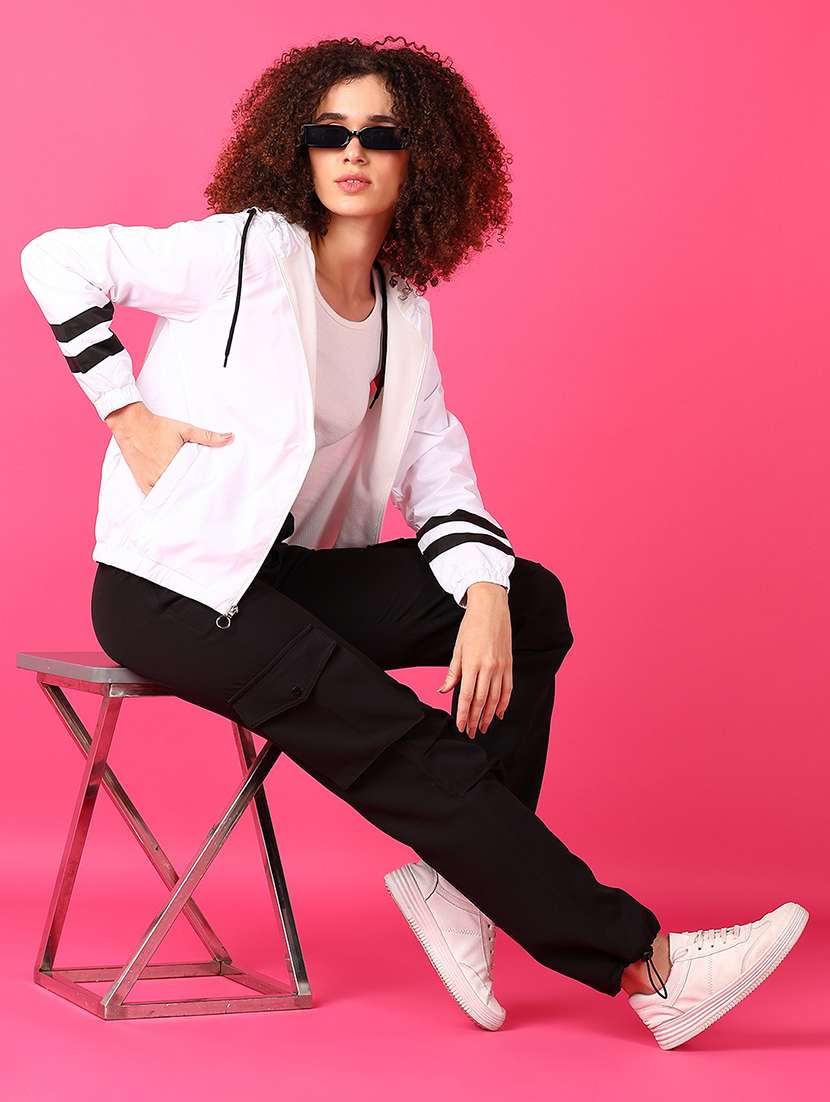 women solid long windcheater jacket - 21607715 -  Standard Image - 3