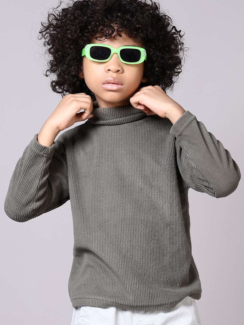 boys solid long sleeve pullover sweater