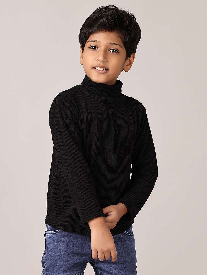 boys solid long sleeve pullover sweater