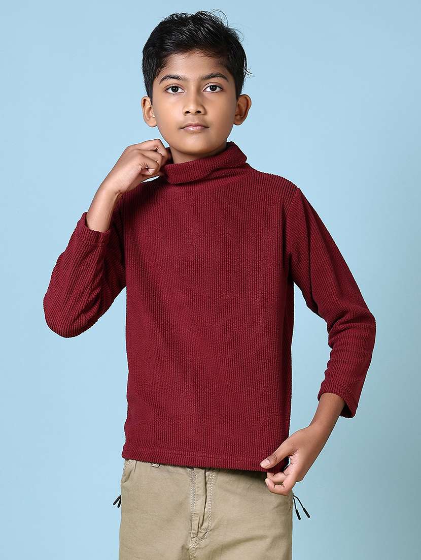 boys solid long sleeve sweater