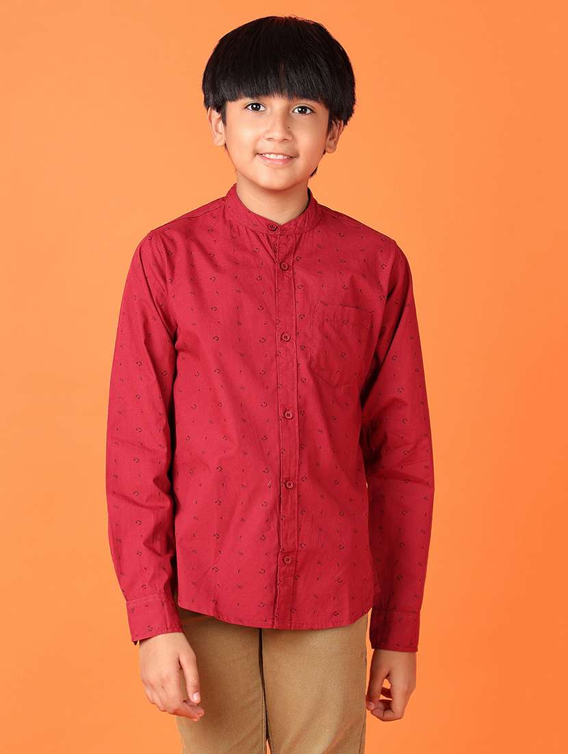 boys printed long sleeve casual shirt
