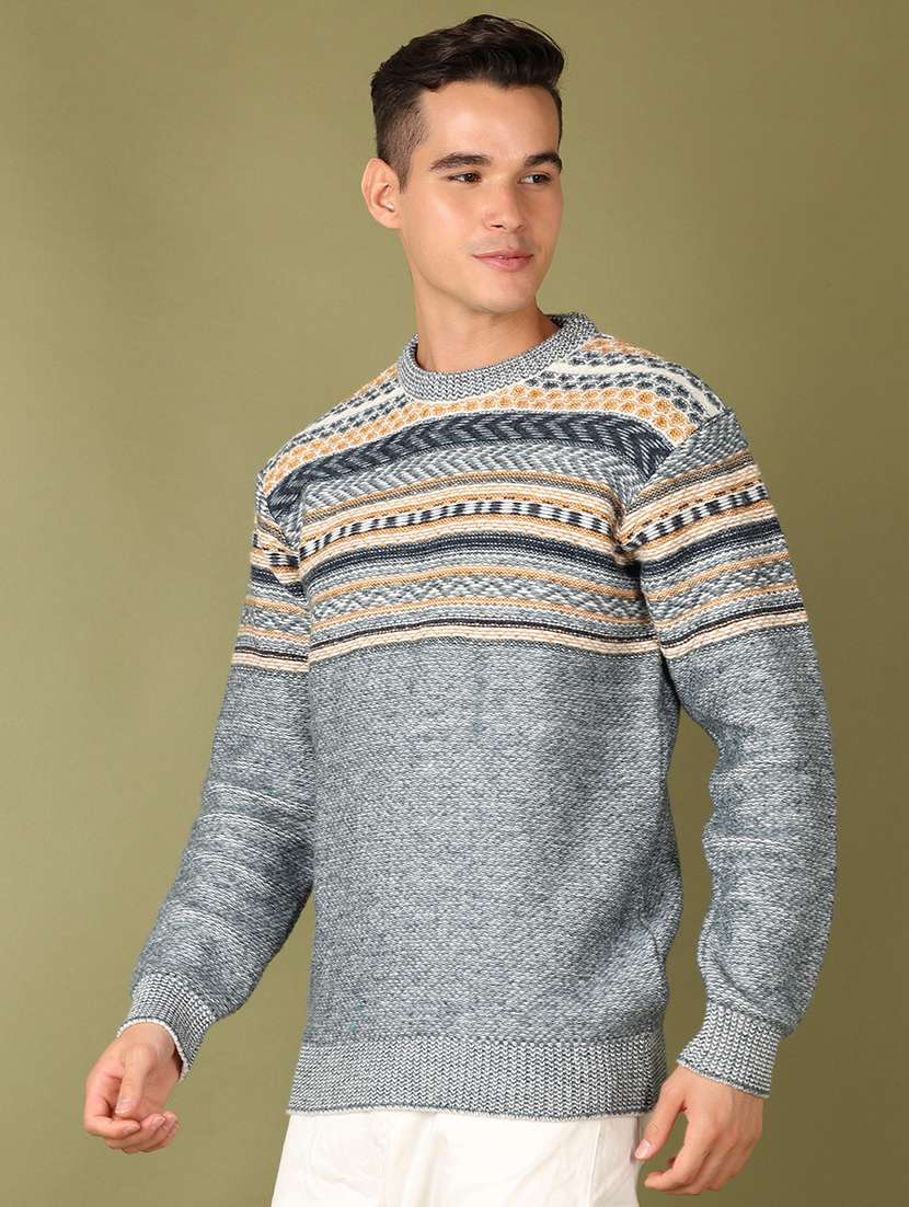 men self design long sleeve regular fit pullover - 21607731 - Standard Image - 5