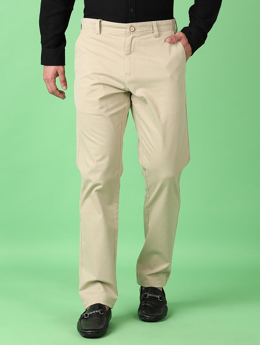 men solid regular fit chinos casual trouser