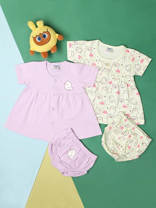 girls pack of 2 printed frock with bloomer set - 21607844 - Standard Image - 0