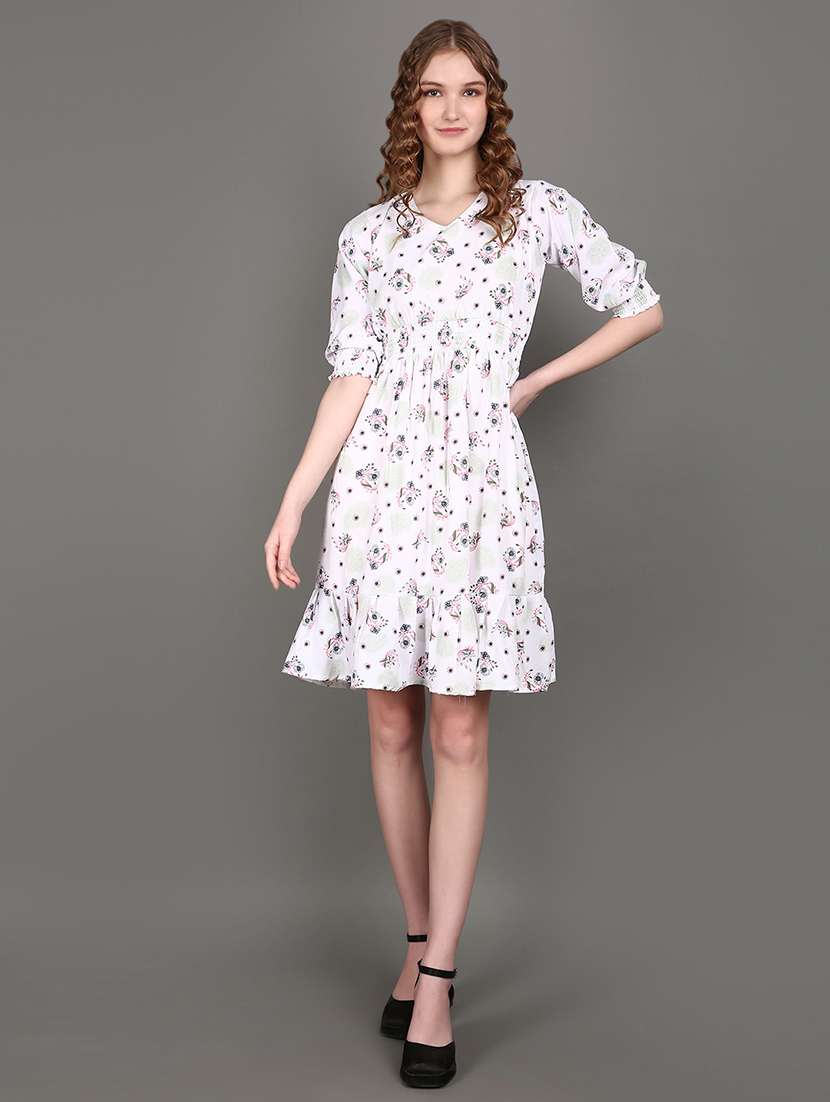 women white floral printed fit & flare dress