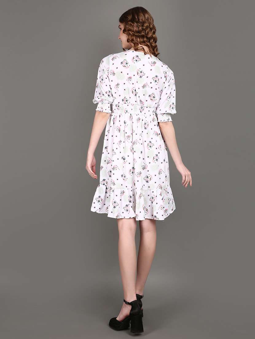 women white floral printed fit & flare dress - 21607847 -  Standard Image - 3