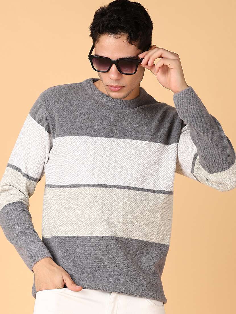 men color blokced long sleeve regular fit pullover - 21607909 -  Zoom Image - 0