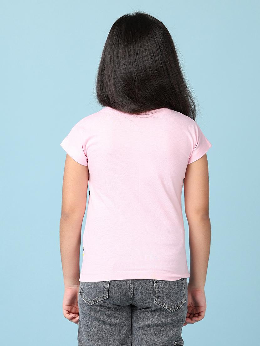 girls printed round neck cotton tee - 21607911 - Standard Image - 3