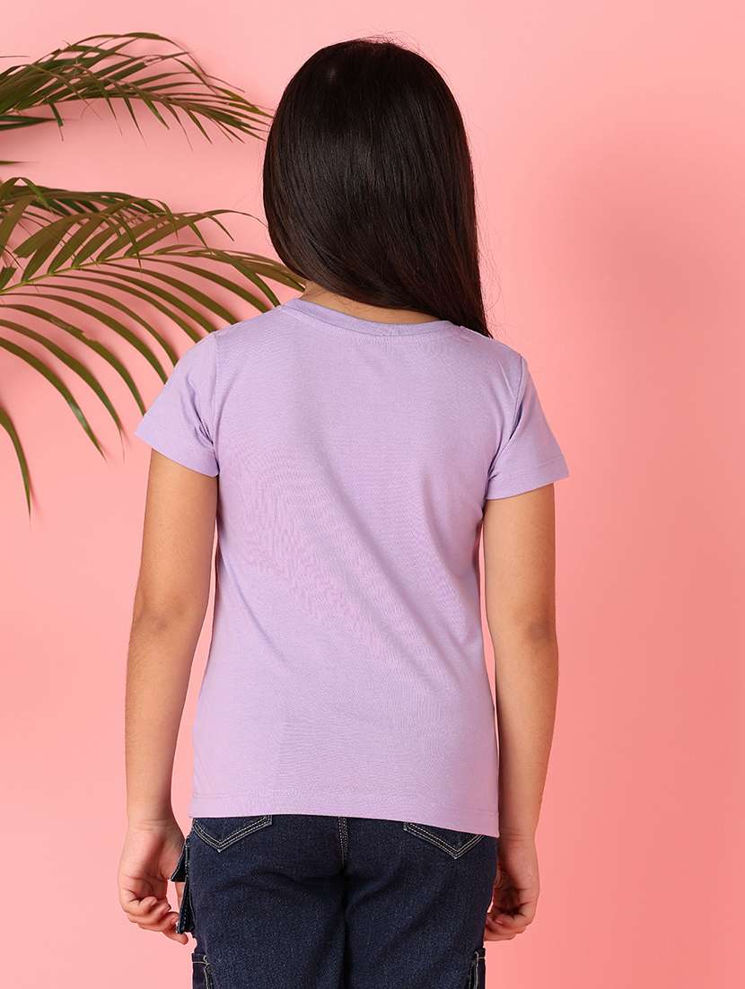 girls printed round neck cotton tee - 21607934 -  Standard Image - 3