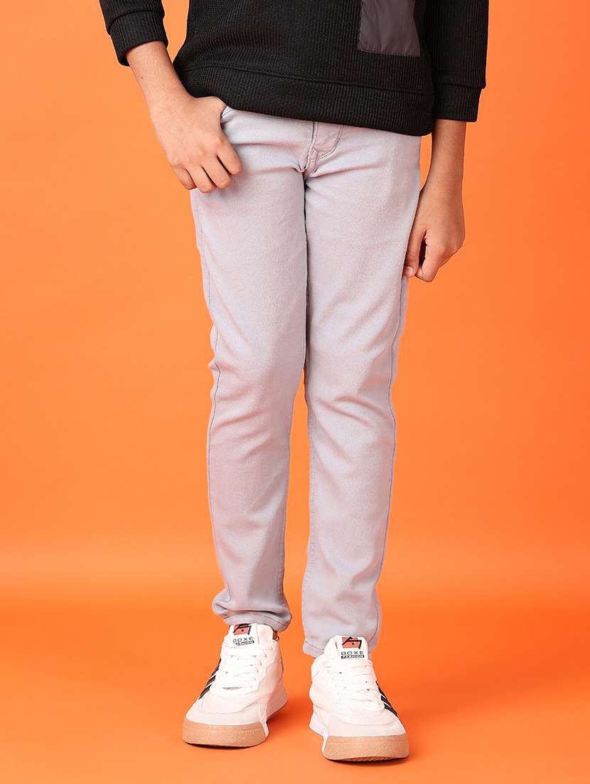 grey cotton plain jeans