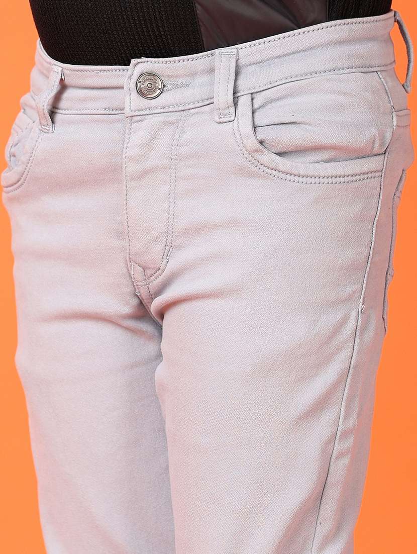 grey cotton plain jeans - 21607981 -  Standard Image - 5