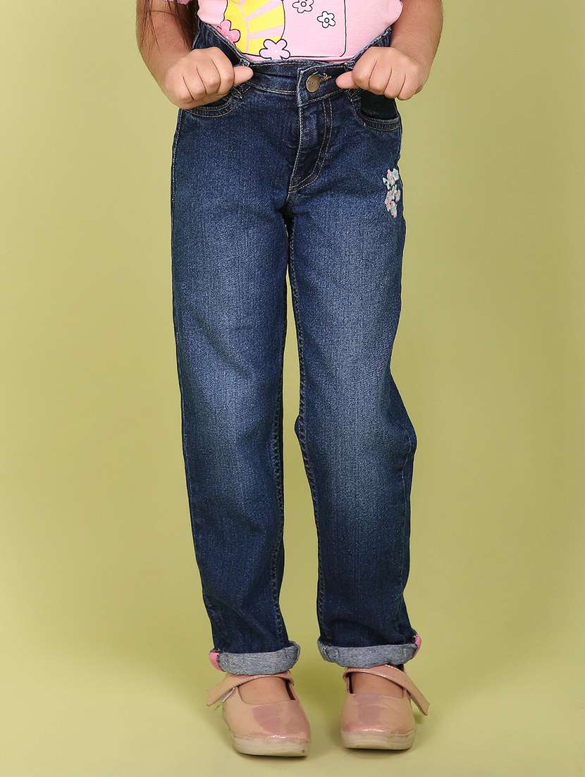 girls plain mid rise denim jeans