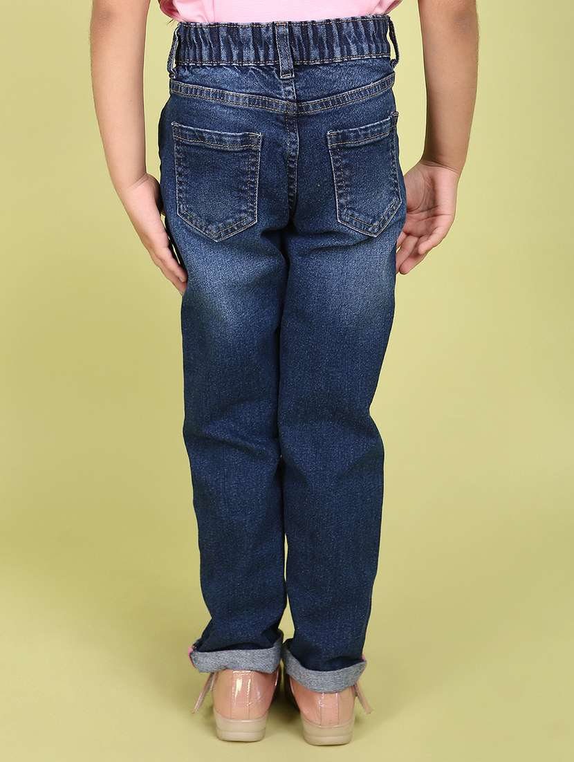 girls plain mid rise denim jeans - 21608053 -  Standard Image - 3