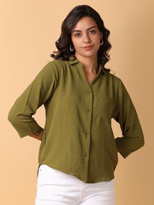 women solid collared regular shirt - 21608103 - Standard Image - 0