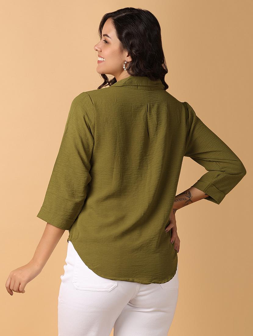 women solid collared regular shirt - 21608103 - Standard Image - 3