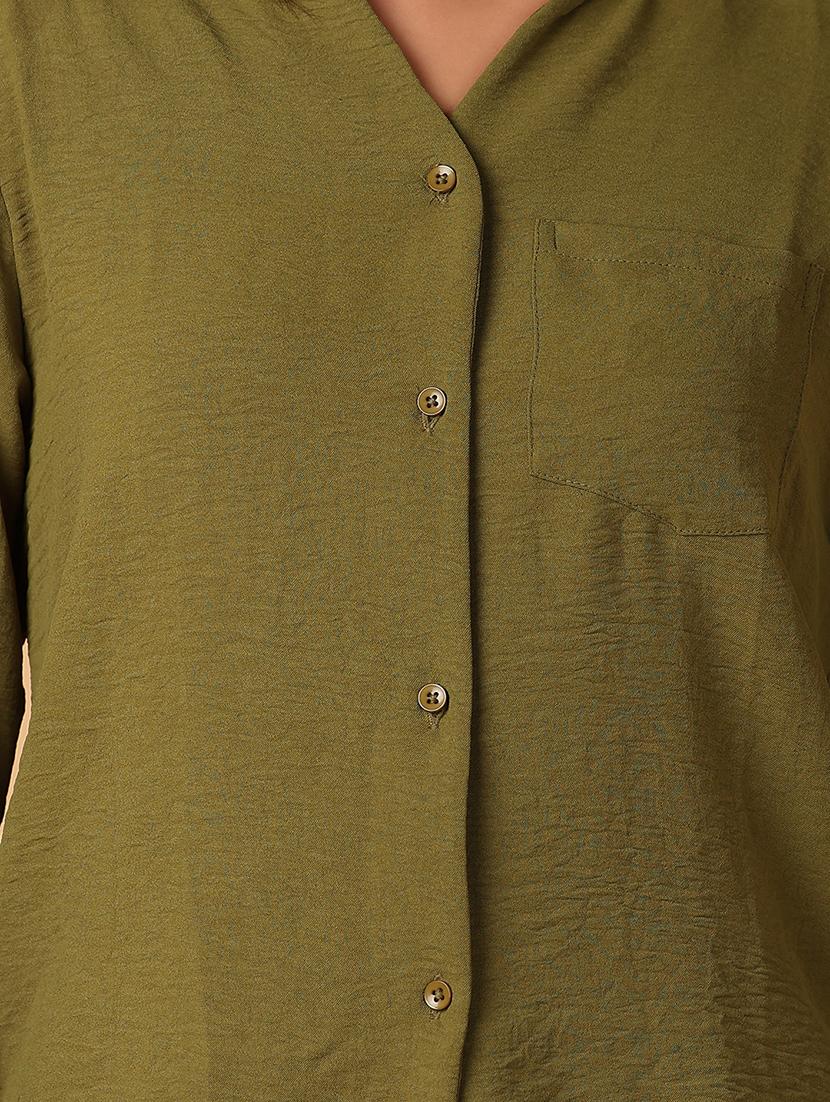 women solid collared regular shirt - 21608103 - Standard Image - 5