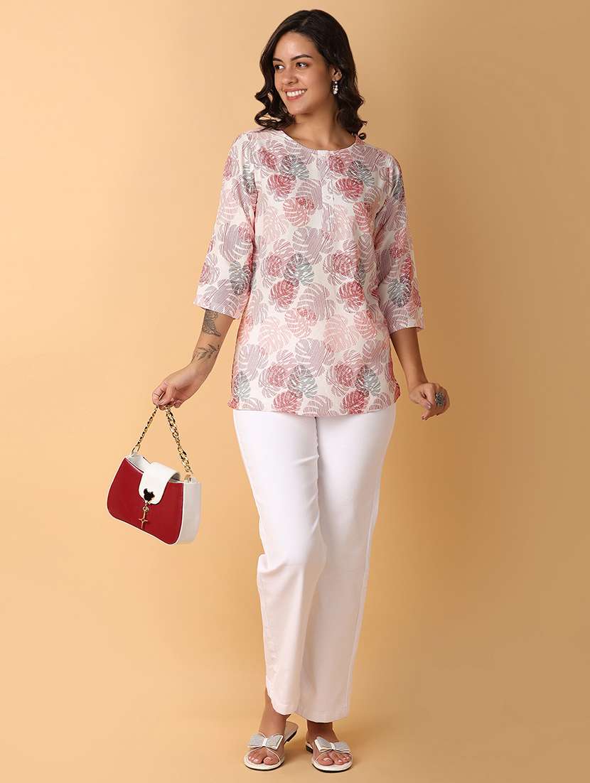 women three quarter sleeve straight kurti - 21608166 -  Standard Image - 3