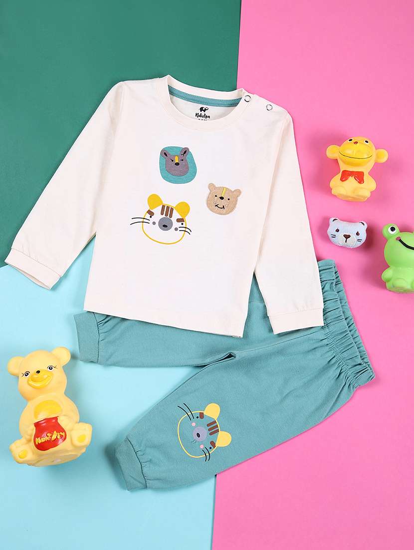 boys printed casual wear full length set