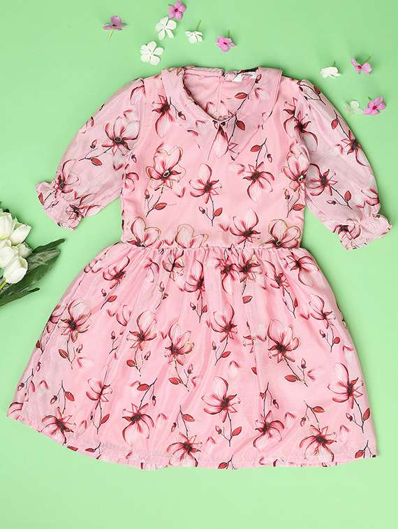 girls pink floral printed frock - 21608210 - Zoom Image - 0