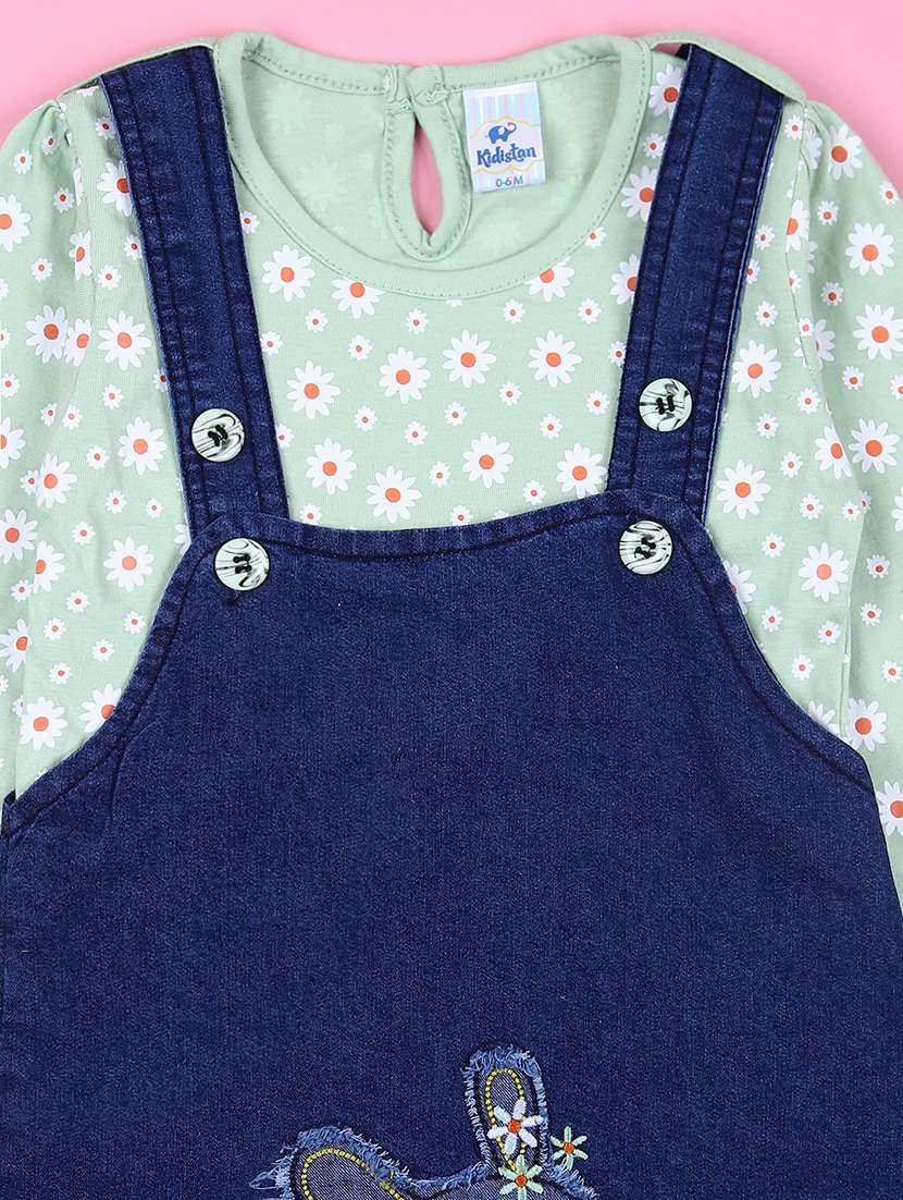 girls denim full length dungaree set - 21608251 -  Standard Image - 3